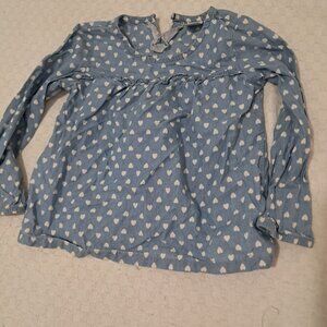 Toddlers blue blouse with whote hearts